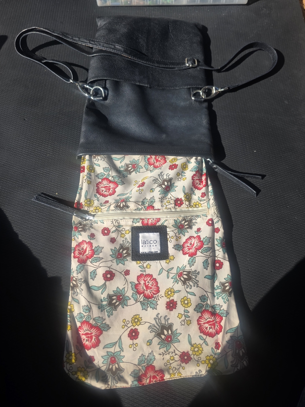 latico leather Floral Crossbody Bag - Black & Cream